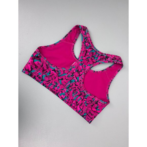 Nike women's small pink patterned racer back low support wireless sports bra - Picture 4 of 4